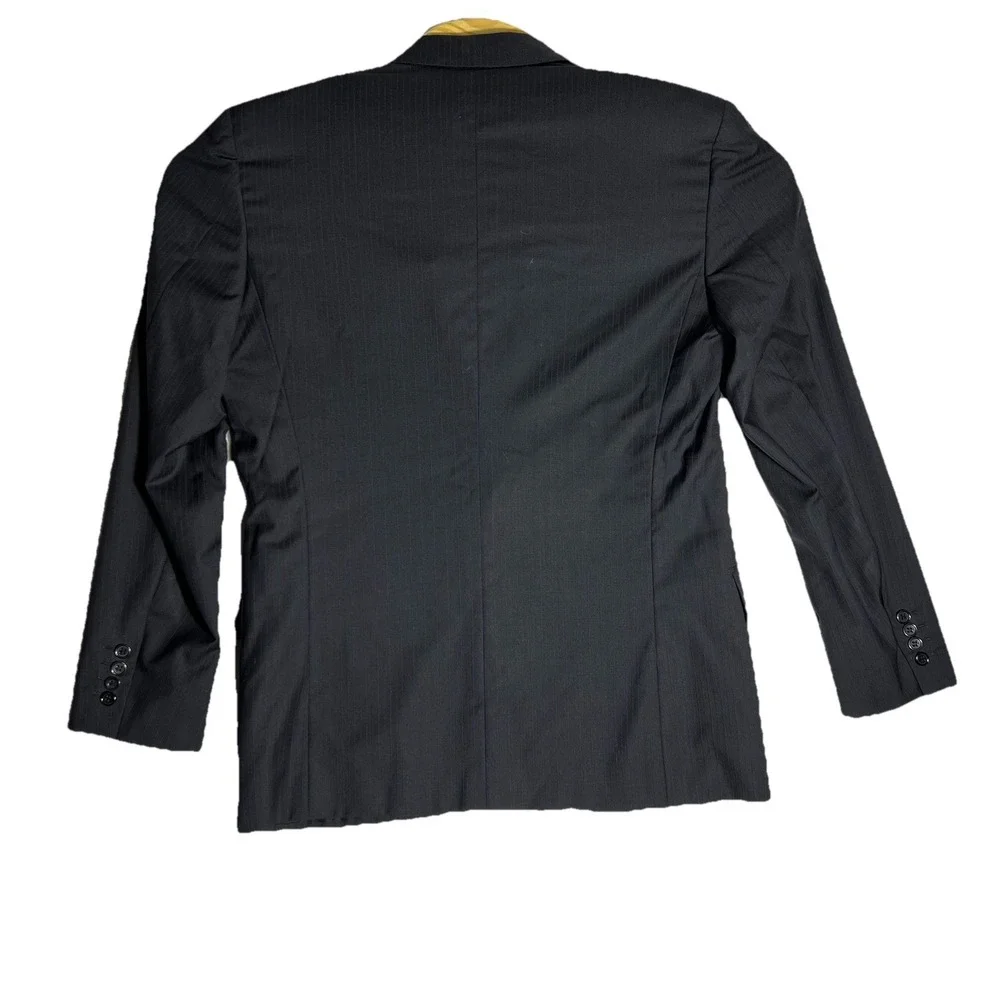 Brioni Augusto Wool Silk 2 Button Blazer size 00R James Bond 007 Black Navy Stri